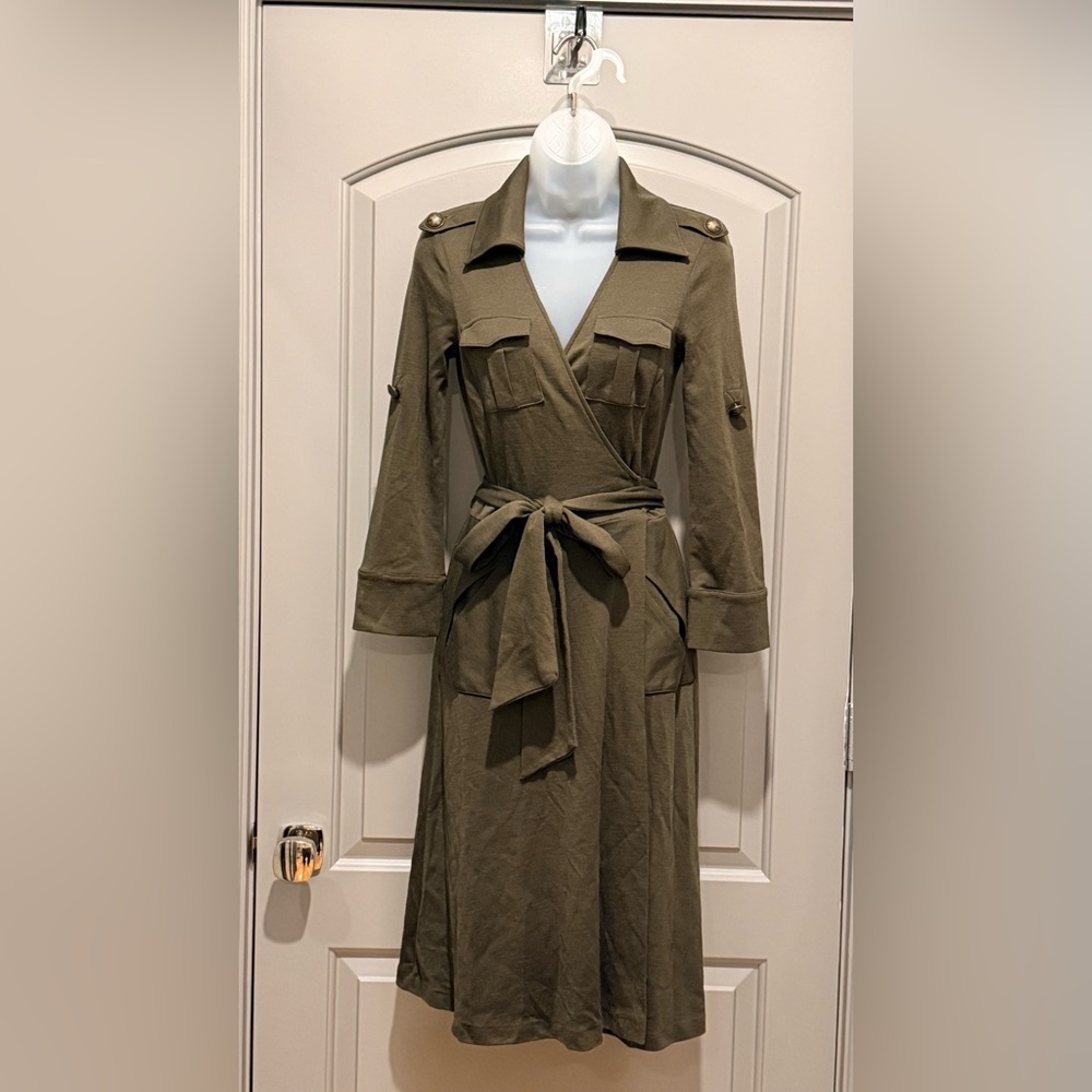 EUC Diane Von Furstenberg Army Green Wrap Dress